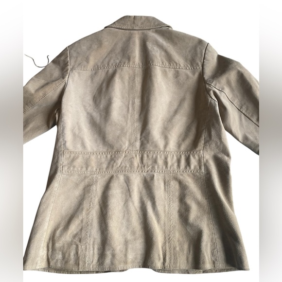 Vintage Suede Zip Front Jacket with Zip Pockets, Buff, Cream, Tan, Fully lined M - Picture 11 of 16